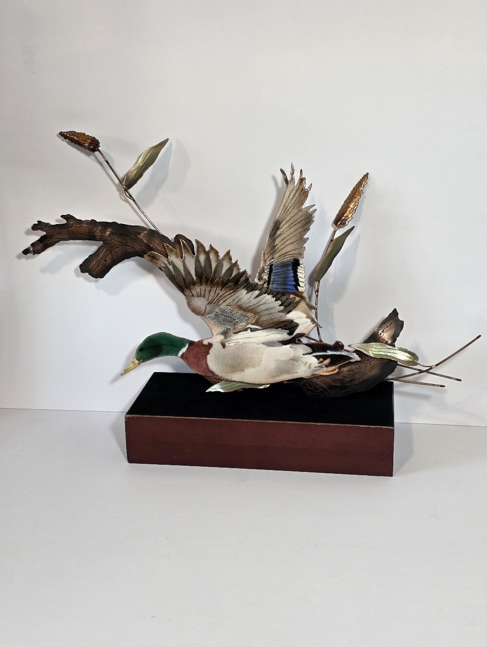 Vintage Bovano of Cheshire Enameled Copper Mallard Duck Wall Art Sculpture